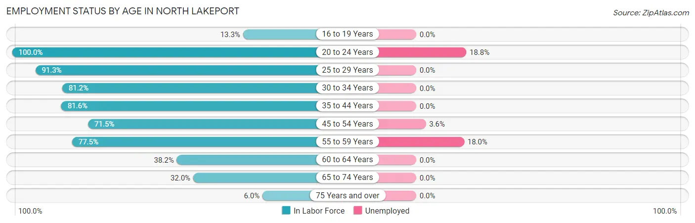Employment Status by Age in North Lakeport