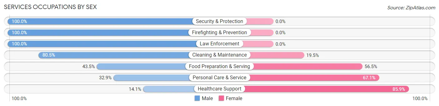 Services Occupations by Sex in Oceano