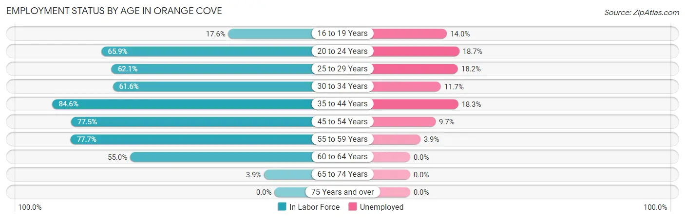 Employment Status by Age in Orange Cove