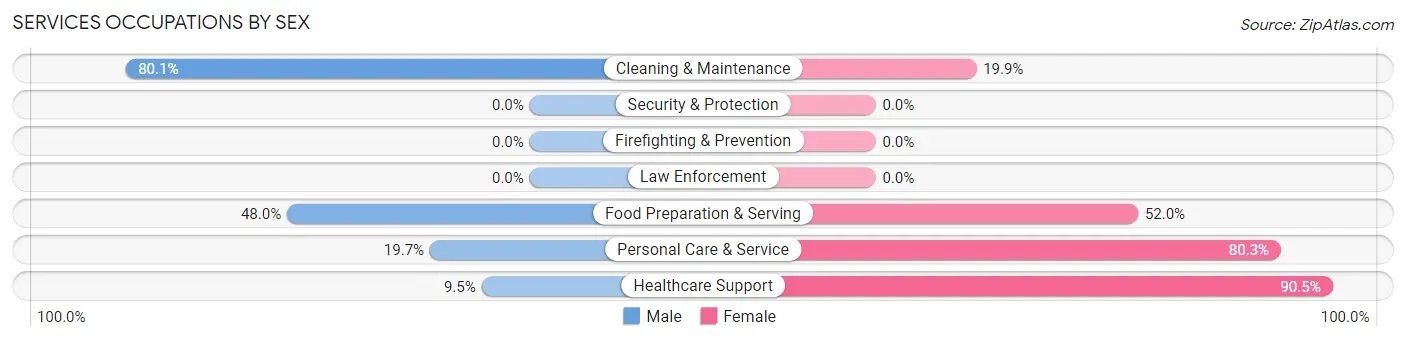 Services Occupations by Sex in Palermo