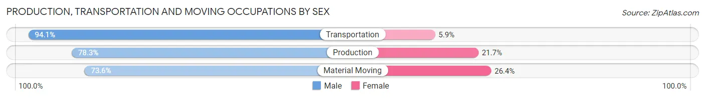 Production, Transportation and Moving Occupations by Sex in Palm Springs