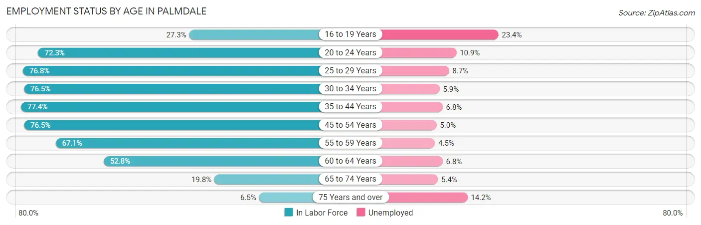 Employment Status by Age in Palmdale