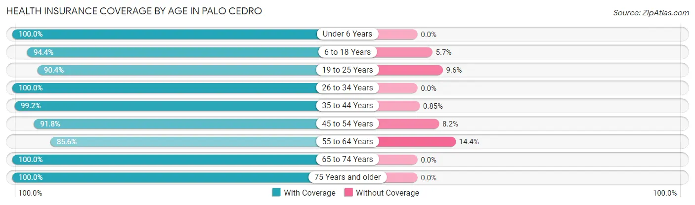Health Insurance Coverage by Age in Palo Cedro