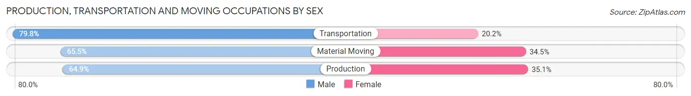 Production, Transportation and Moving Occupations by Sex in Parlier