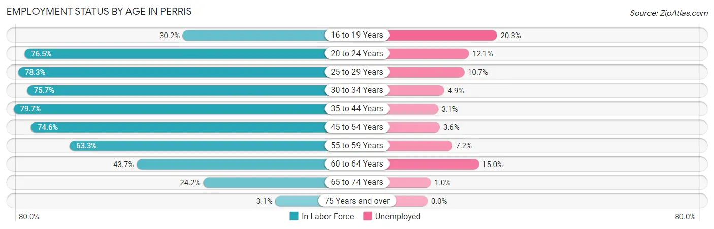 Employment Status by Age in Perris