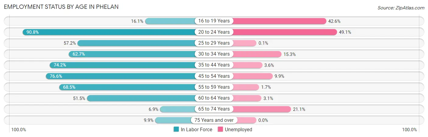Employment Status by Age in Phelan
