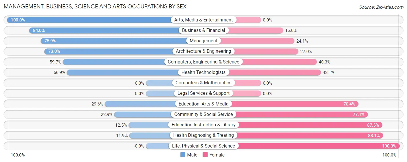Management, Business, Science and Arts Occupations by Sex in Phelan