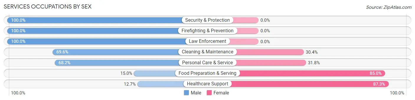 Services Occupations by Sex in Phelan