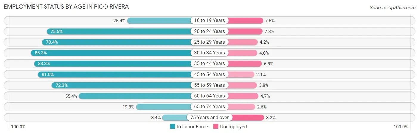 Employment Status by Age in Pico Rivera