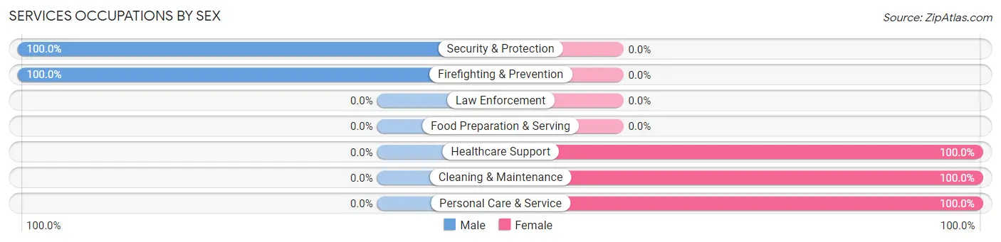 Services Occupations by Sex in Pine Valley