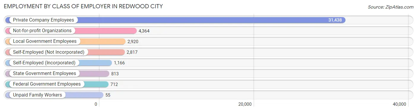 Employment by Class of Employer in Redwood City