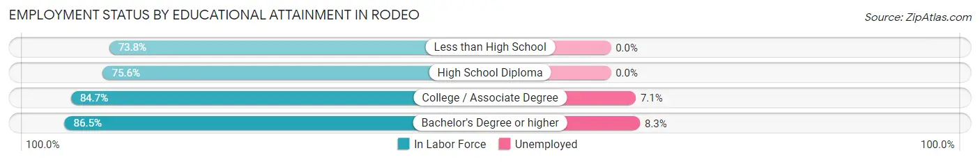 Employment Status by Educational Attainment in Rodeo