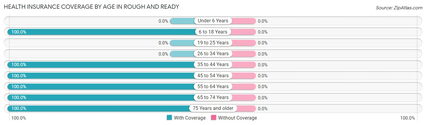 Health Insurance Coverage by Age in Rough And Ready