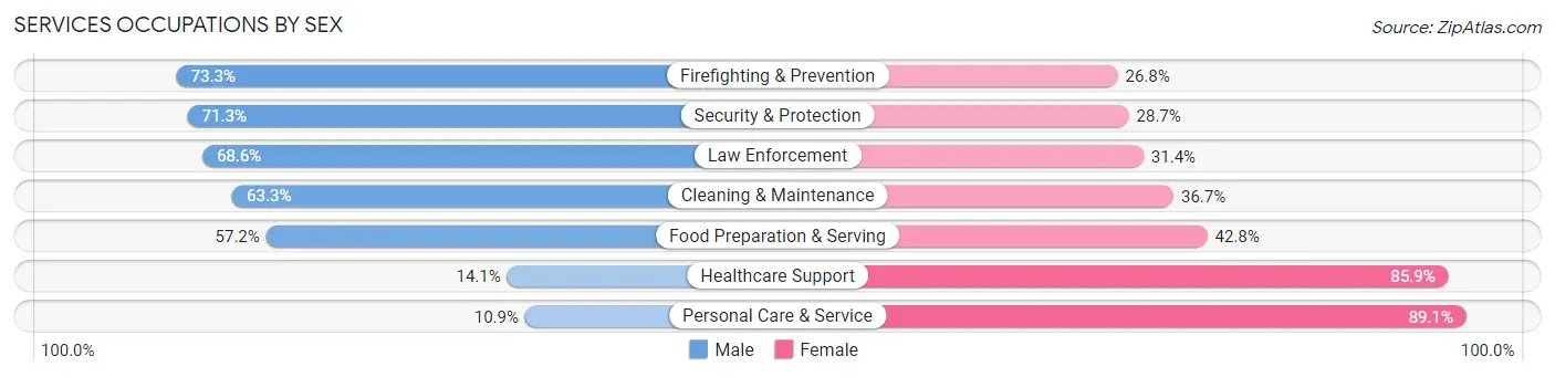 Services Occupations by Sex in San Fernando