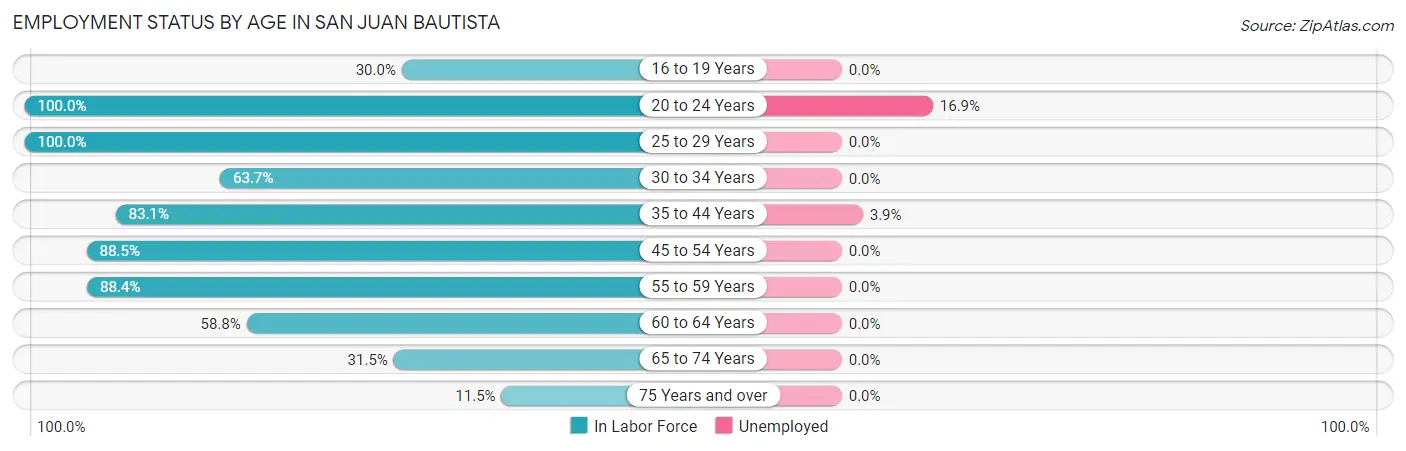 Employment Status by Age in San Juan Bautista