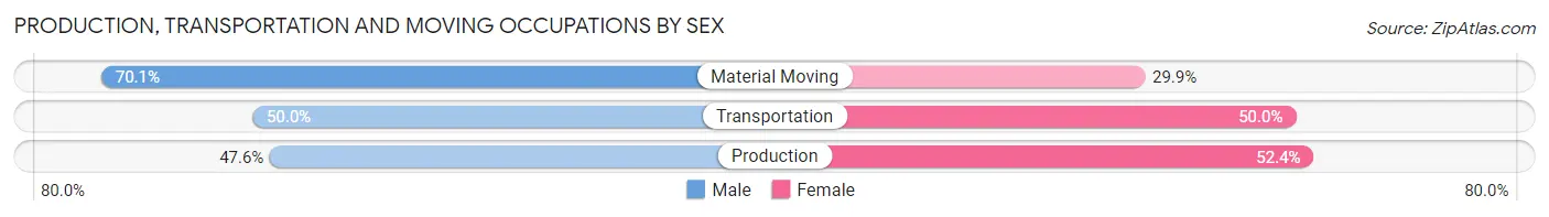 Production, Transportation and Moving Occupations by Sex in San Juan Bautista