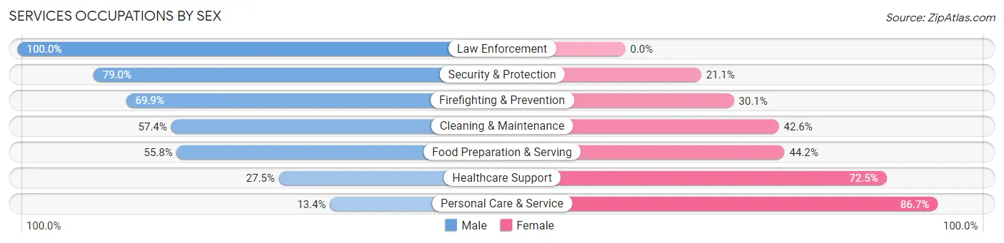 Services Occupations by Sex in San Pablo