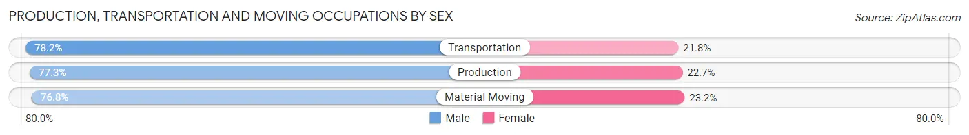 Production, Transportation and Moving Occupations by Sex in San Ramon