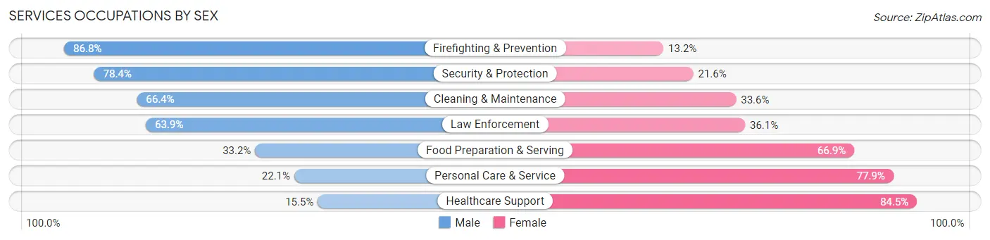 Services Occupations by Sex in Santa Paula