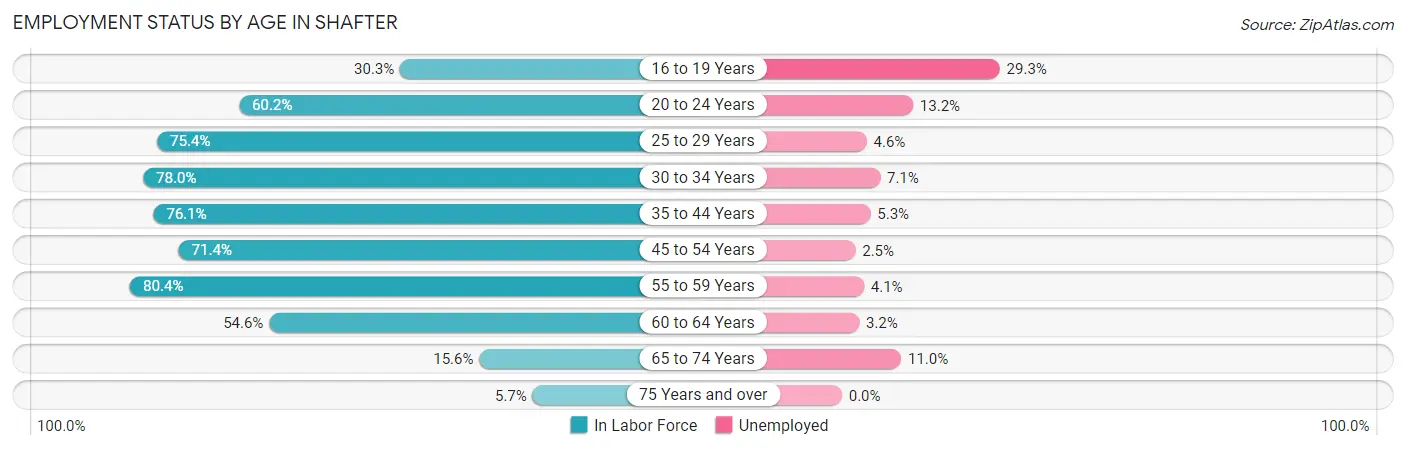 Employment Status by Age in Shafter