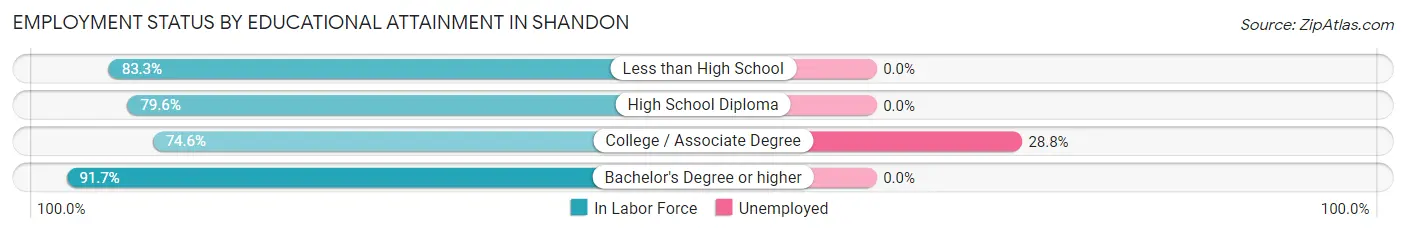 Employment Status by Educational Attainment in Shandon