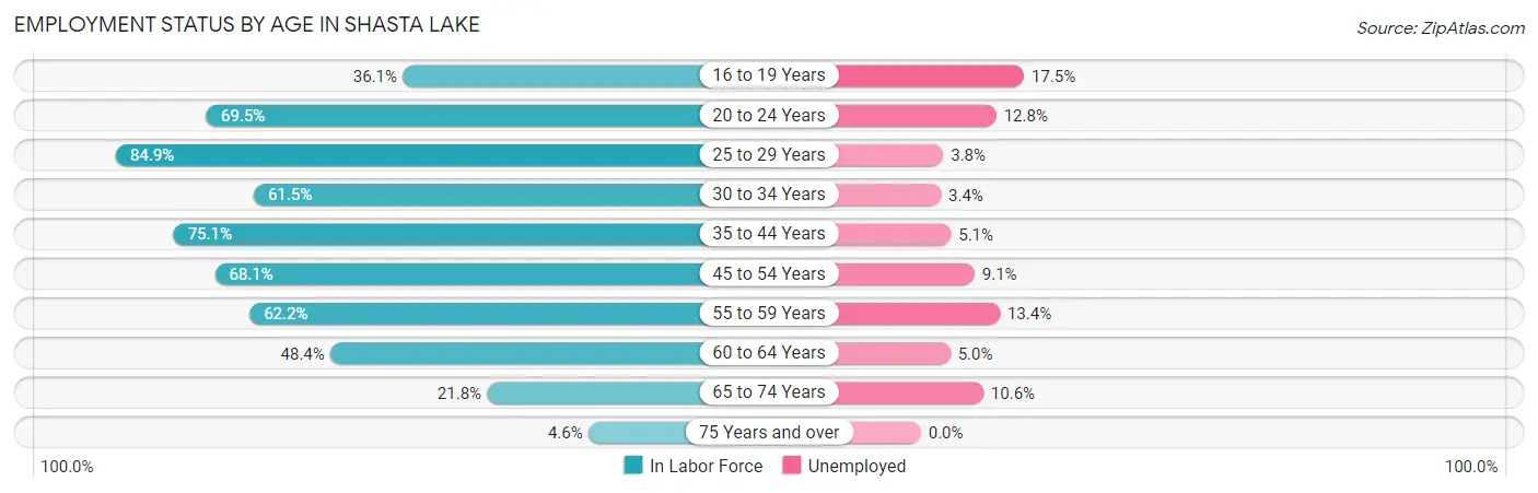 Employment Status by Age in Shasta Lake