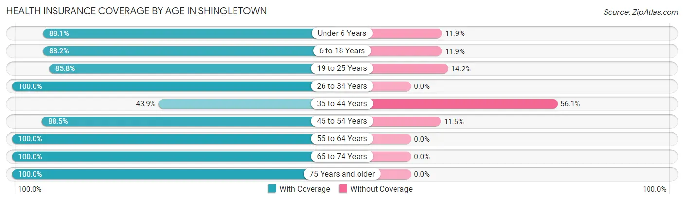 Health Insurance Coverage by Age in Shingletown