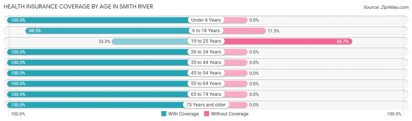 Health Insurance Coverage by Age in Smith River
