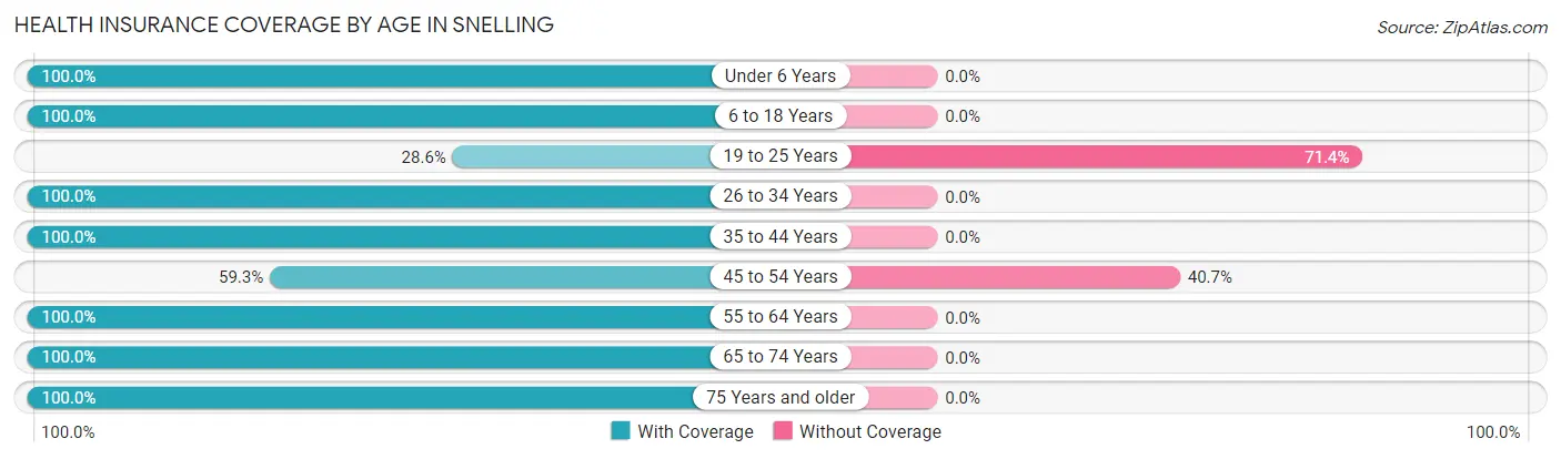 Health Insurance Coverage by Age in Snelling