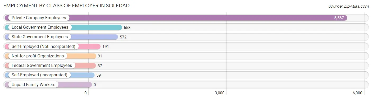 Employment by Class of Employer in Soledad