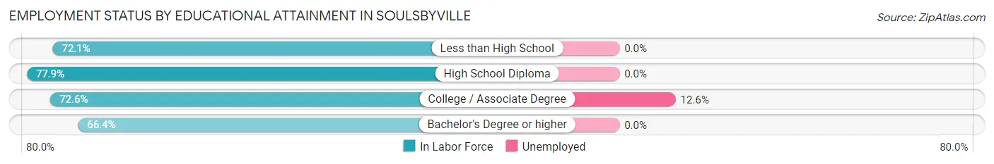 Employment Status by Educational Attainment in Soulsbyville