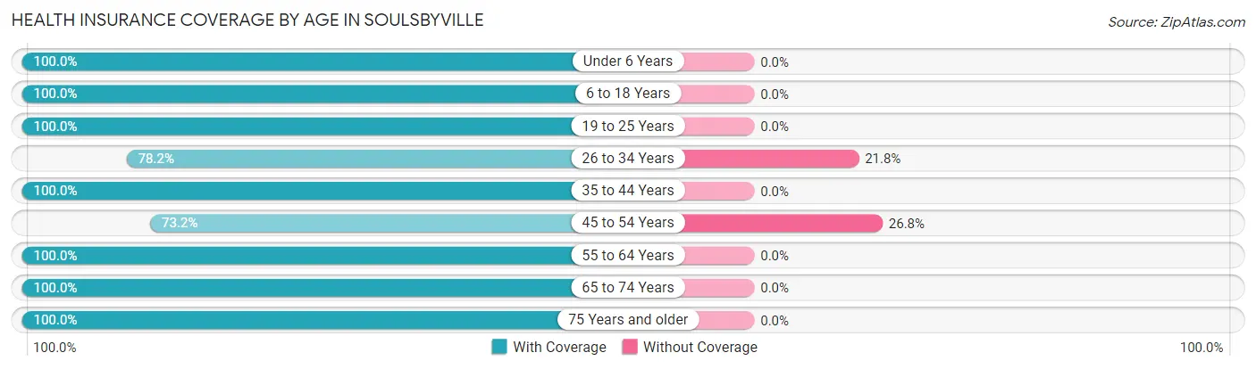 Health Insurance Coverage by Age in Soulsbyville