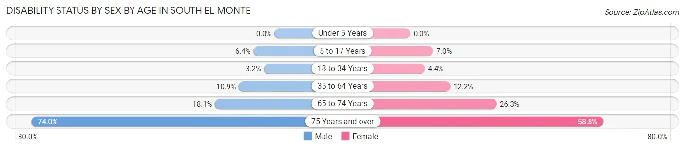 Disability Status by Sex by Age in South El Monte