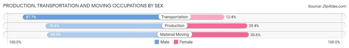 Production, Transportation and Moving Occupations by Sex in South Gate