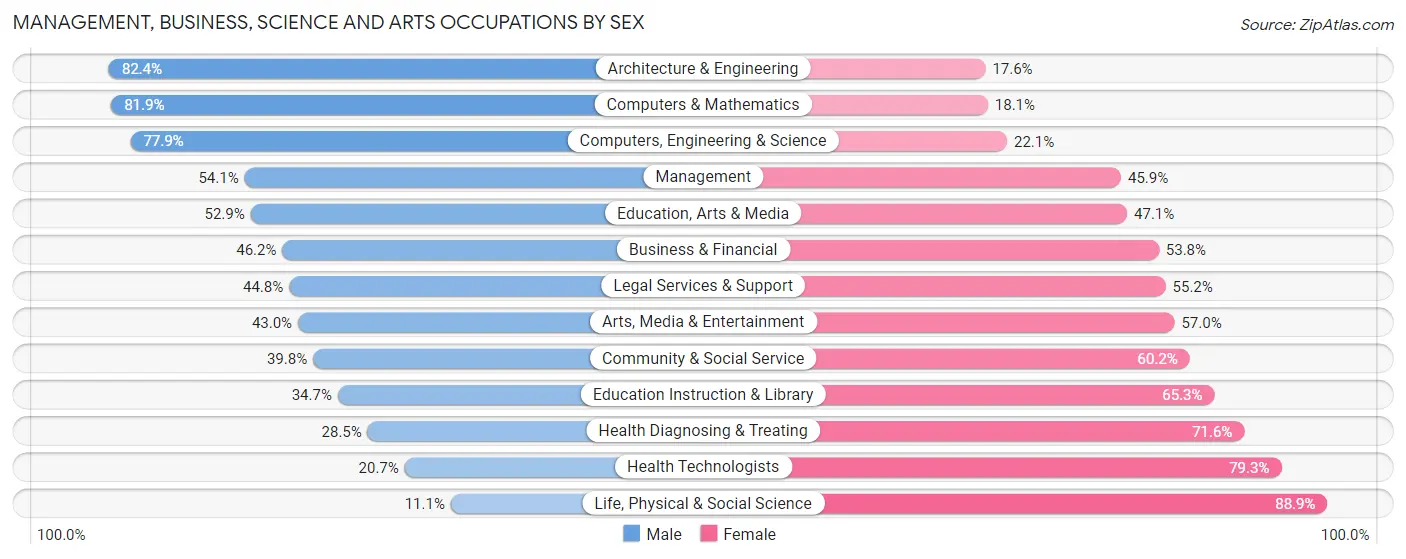 Management, Business, Science and Arts Occupations by Sex in Stanton