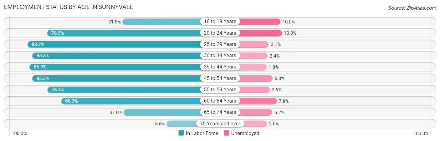 Employment Status by Age in Sunnyvale