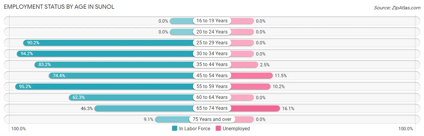 Employment Status by Age in Sunol