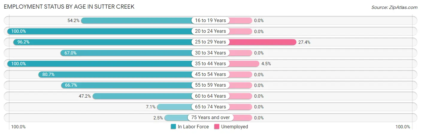 Employment Status by Age in Sutter Creek