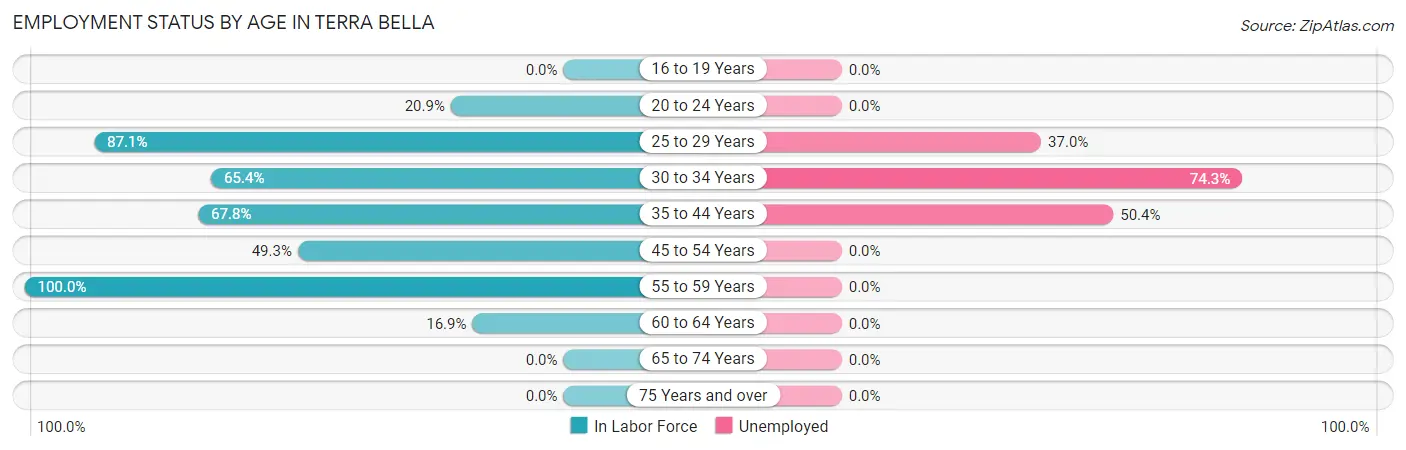Employment Status by Age in Terra Bella