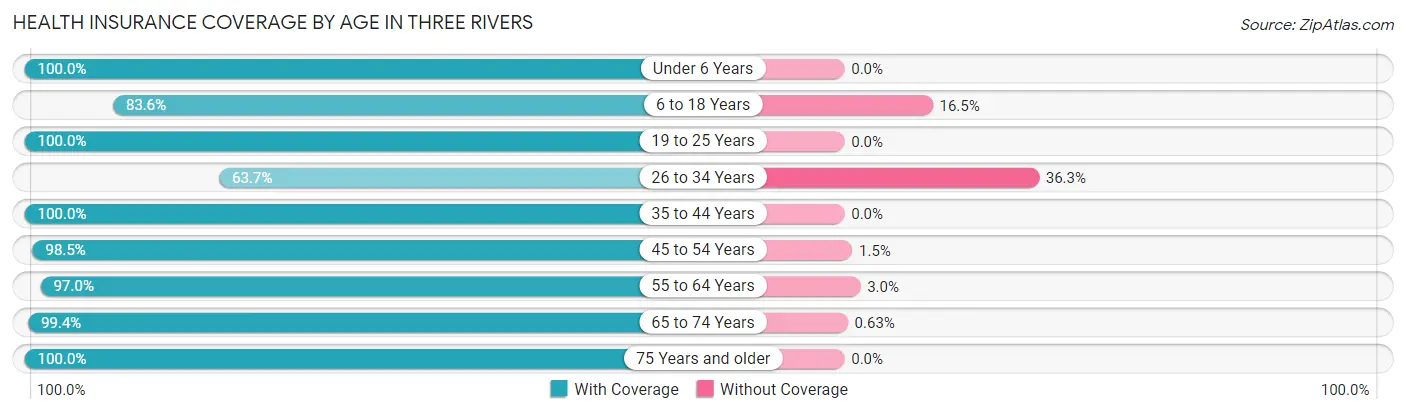 Health Insurance Coverage by Age in Three Rivers