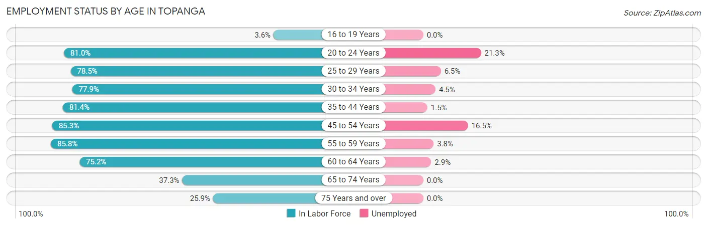 Employment Status by Age in Topanga