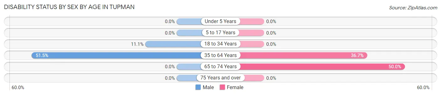 Disability Status by Sex by Age in Tupman