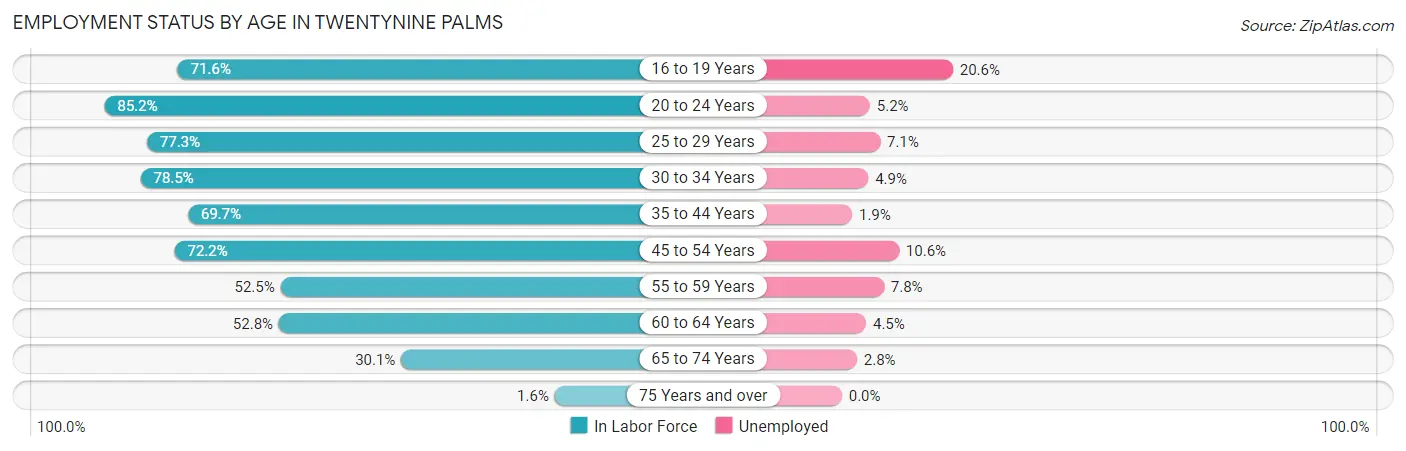 Employment Status by Age in Twentynine Palms