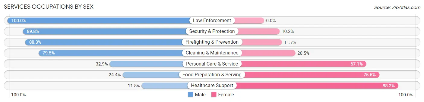 Services Occupations by Sex in Valle Vista