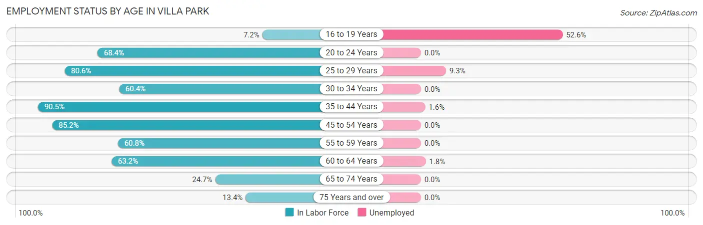 Employment Status by Age in Villa Park