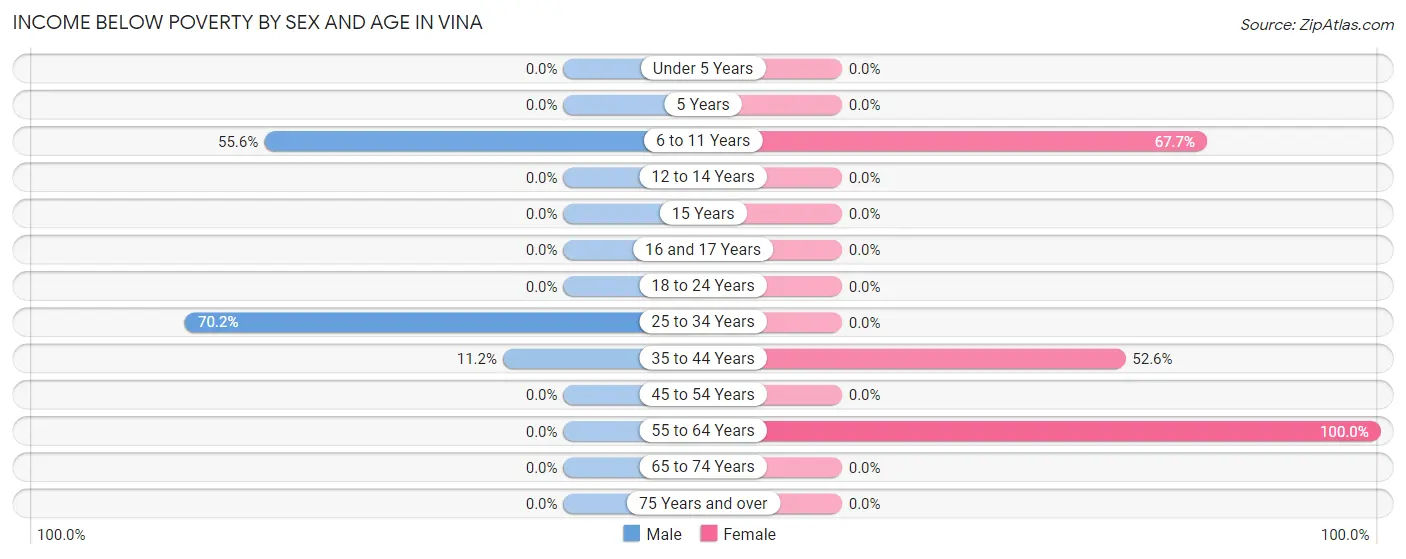 Income Below Poverty by Sex and Age in Vina