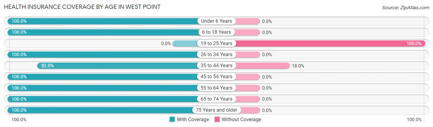 Health Insurance Coverage by Age in West Point