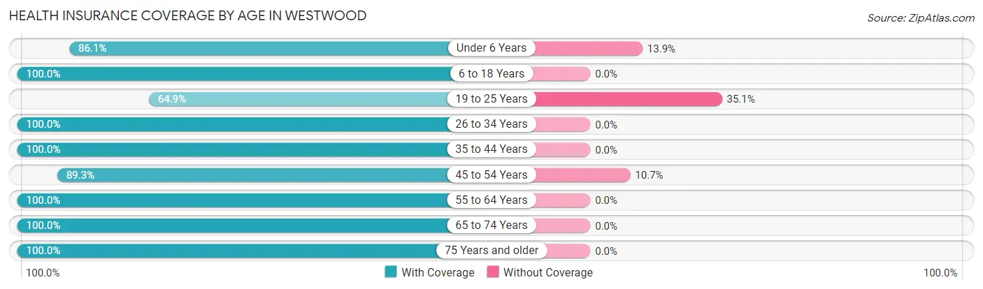 Health Insurance Coverage by Age in Westwood