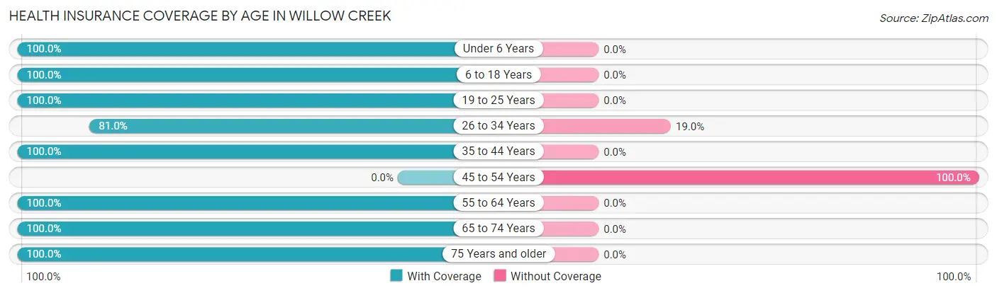 Health Insurance Coverage by Age in Willow Creek