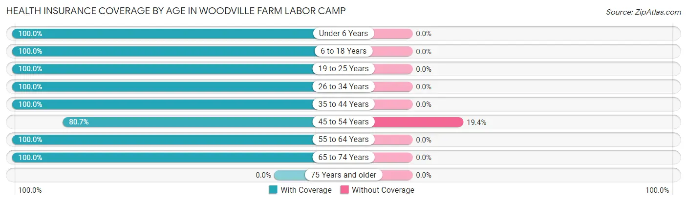 Health Insurance Coverage by Age in Woodville Farm Labor Camp